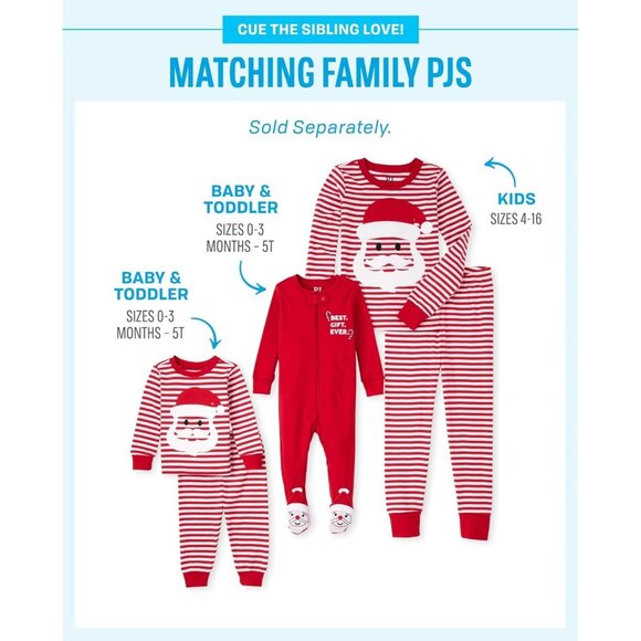 Baby And Kids Sibling Matching Christmas Pajama Sets Cotton - Picture 2 of 5